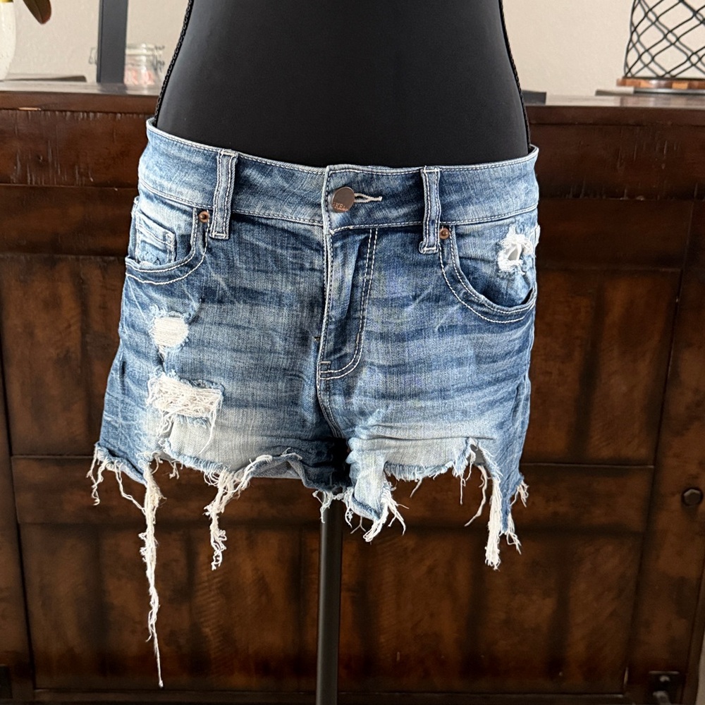 BKE Victoria Distressed Blue Jean Shorts